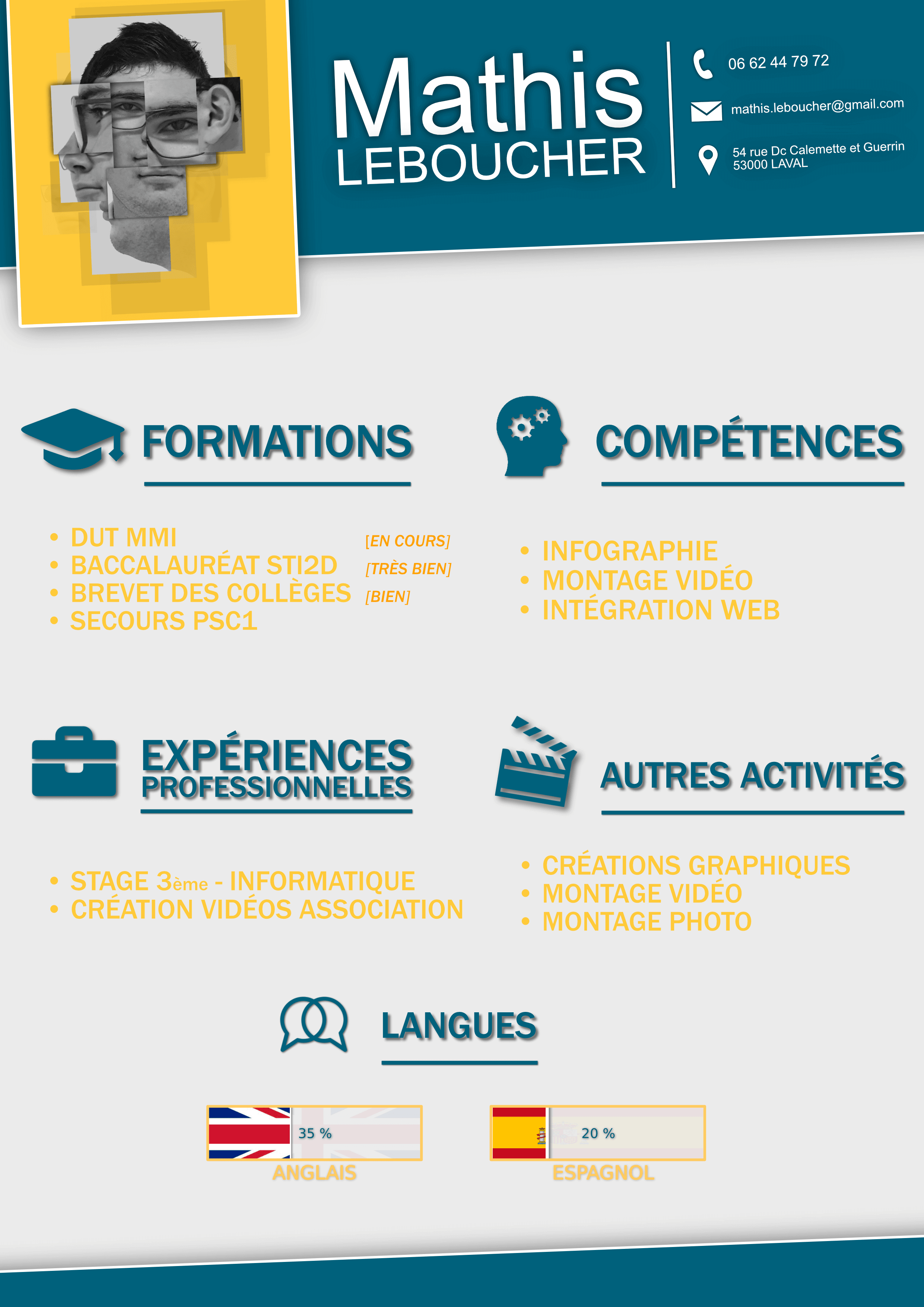 projet d'un autoportrait pour un CV